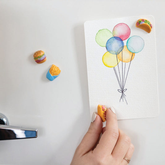 LOVG Colorful Junk Food Fridge Magnets - 4-Piece Decorative Polyresin Novelty Magnet Set