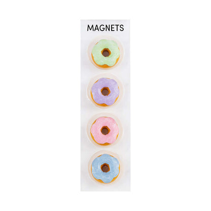 LOVG Colorful Donut Fridge Magnets - 4-Piece Decorative Hand-Painted Novelty Magnet Set