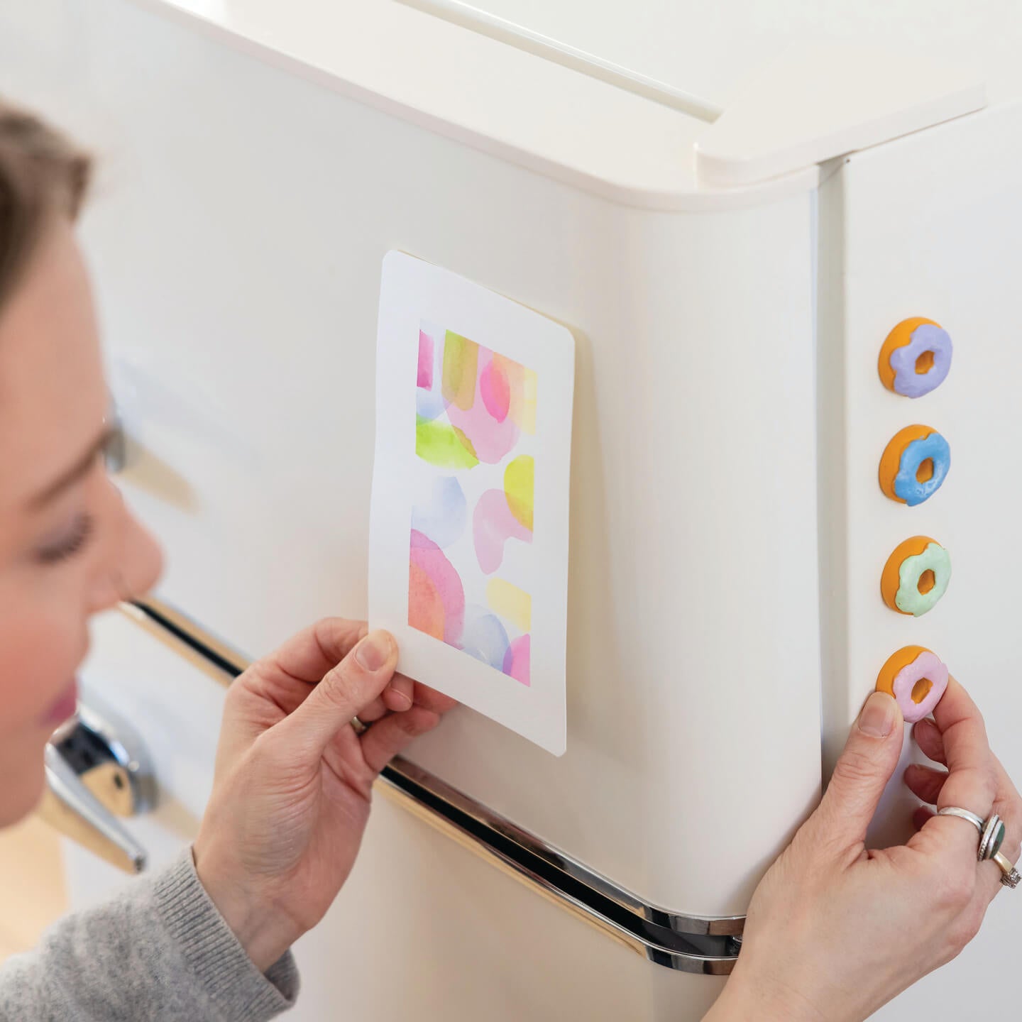 LOVG Colorful Donut Fridge Magnets - 4-Piece Decorative Hand-Painted Novelty Magnet Set